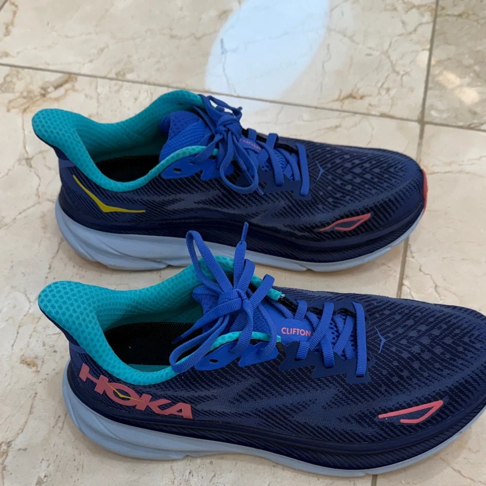 Hoka Navy and Aqua Running Shoes - Picture 2 of 6